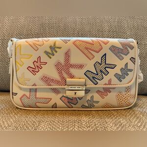 Michael Kors Cream Multicolor Logo Clutch